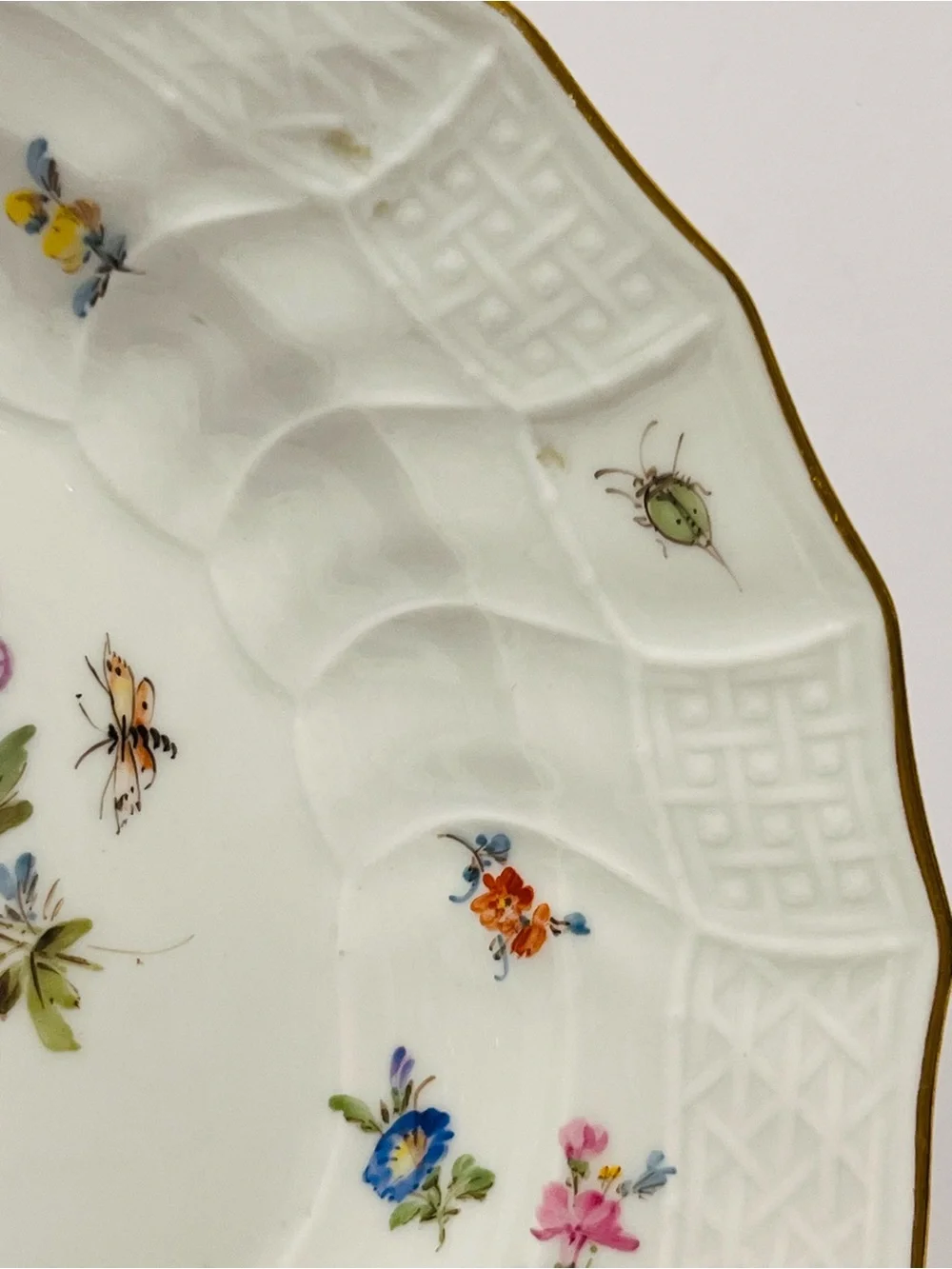 Antique Maissen 1893-1915 Neubeandenstein Relief Plates Set of 2 Hand Painted 8”